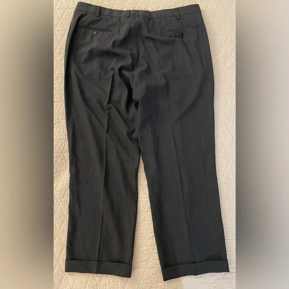 INCOTEX Made in Italy Super 120's Wool Flat Front Trouser‎ in Gray Size 38 $545